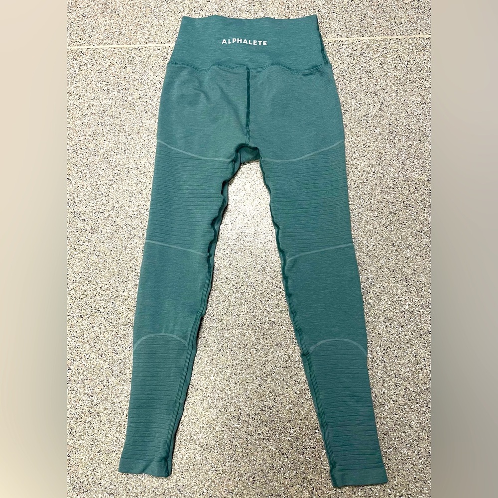 Alphalete  OG Revival Leggings Jade Green High Rise Size Small GUC